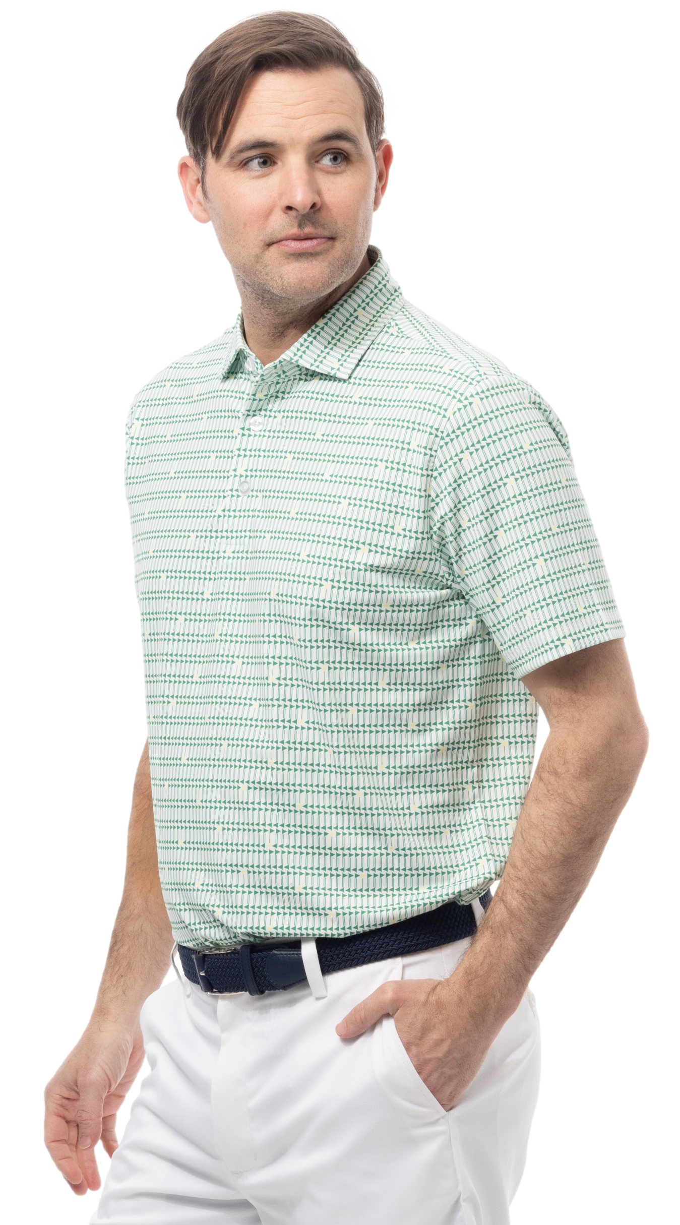 SANSOLEIL MEN'S SHORT SLEEVE PRINT POLO. MASTERMIND. GREEN.  900840 - SanSoleil