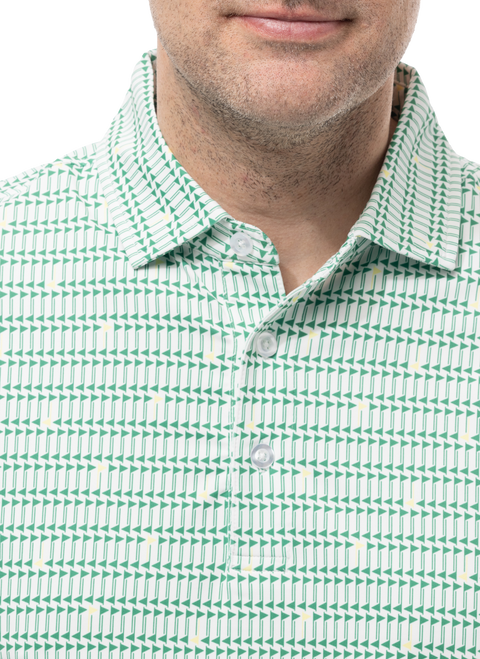 SANSOLEIL MEN'S SHORT SLEEVE PRINT POLO. MASTERMIND. GREEN.  900840