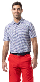 SANSOLEIL MEN'S SolTek ICE BUTTON PRINT POLO. USA ALE - 900840