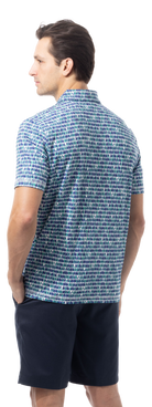 SANSOLEIL MEN'S SHORT SLEEVE PRINT POLO. 99 BOTTLES.  900840 - SanSoleil