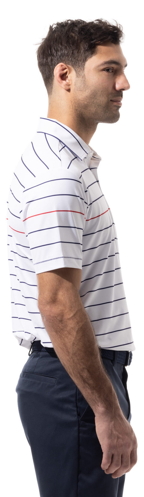 MEN'S SOLTEK ICE STRIPE POLO. NIGHT SKY NAVY & RED 900840 - SanSoleil