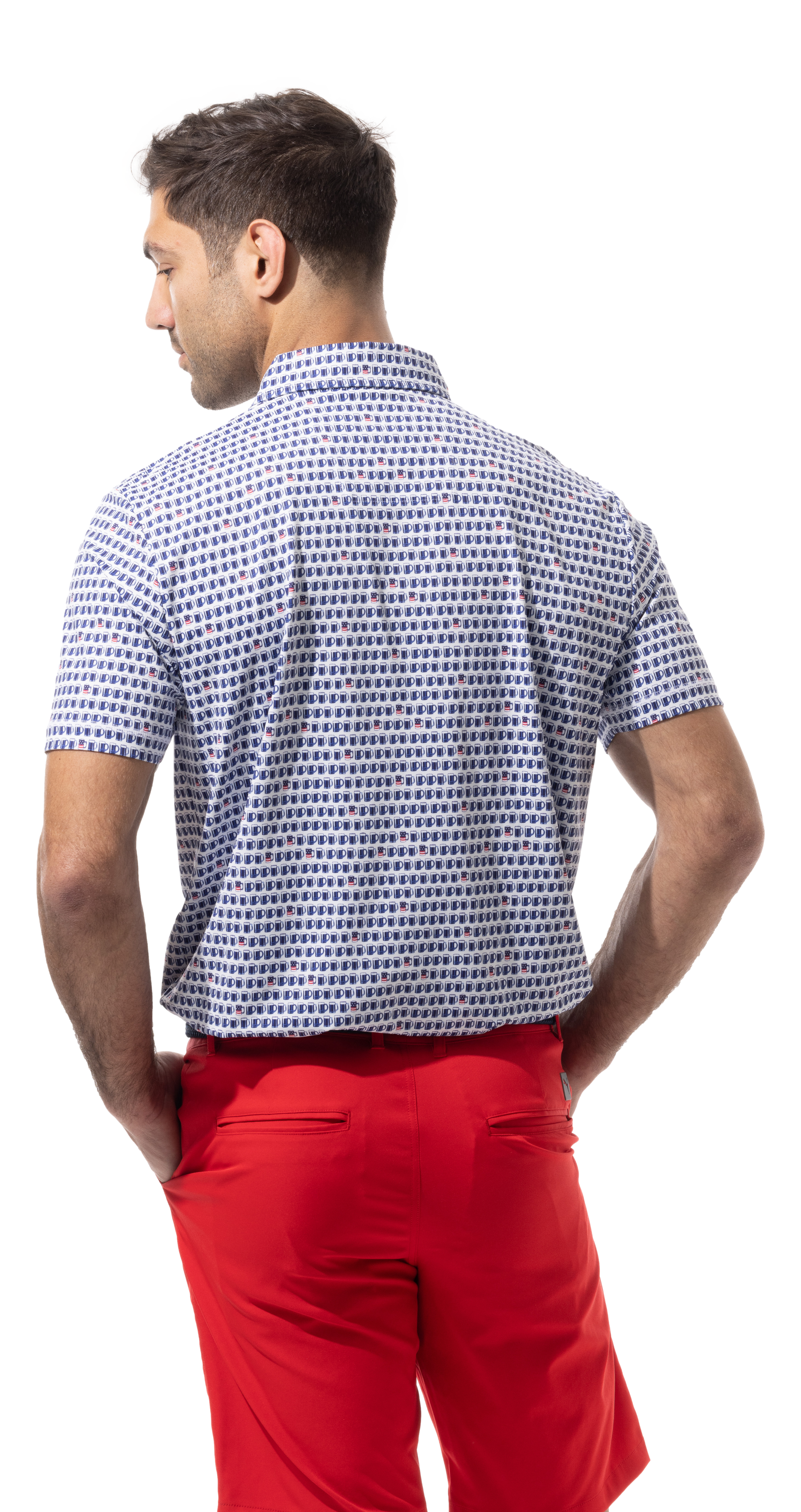 SANSOLEIL MEN'S BUTTON PRINT POLO. US ALE.  900840 - SanSoleil