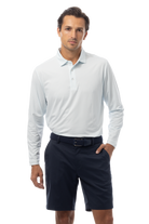 SANSOLEIL'S MEN'S LONG SLEEVE PRINT POLO. MATRIX. TURQ COASTAL BLUE. 900841 - SanSoleil