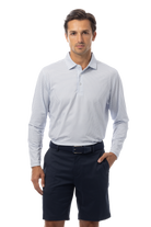 SANSOLEIL'S MEN'S LONG SLEEVE PRINT POLO. MATRIX. PERI NAVY.  900841 - SanSoleil