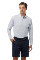 SANSOLEIL'S MEN'S LONG SLEEVE PRINT POLO. MATRIX. PERI NAVY.  900841 - SanSoleil