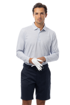 SANSOLEIL'S MEN'S LONG SLEEVE PRINT POLO. MATRIX. PERI NAVY.  900841 - SanSoleil