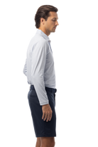 SANSOLEIL'S MEN'S LONG SLEEVE PRINT POLO. MATRIX. PERI NAVY.  900841 - SanSoleil