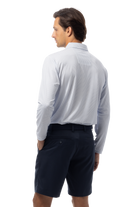 SANSOLEIL'S MEN'S LONG SLEEVE PRINT POLO. MATRIX. PERI NAVY.  900841 - SanSoleil