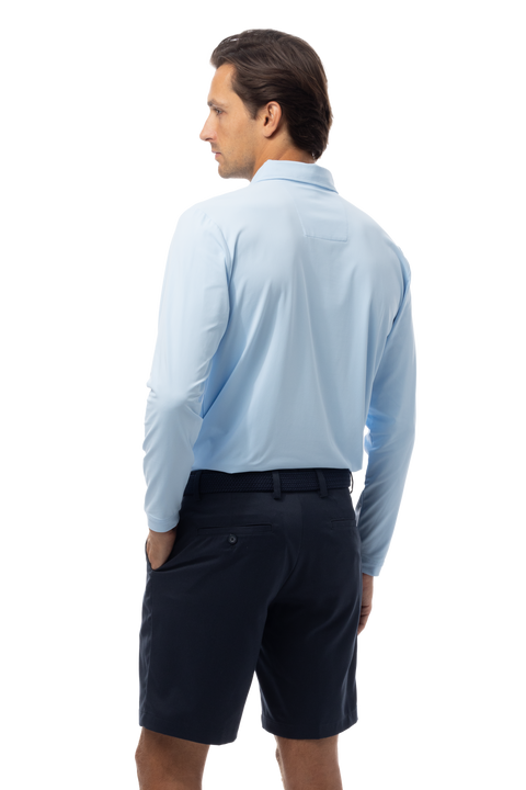 MEN'S SOLAIR LONG SLEEVE POLO. COASTAL BLUE - 900841A