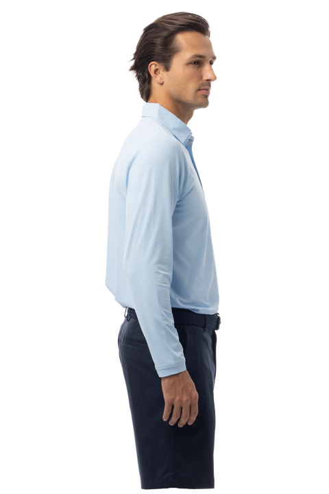 MEN'S SOLAIR LONG SLEEVE POLO. COASTAL BLUE - 900841A