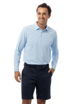 MEN'S SOLAIR LONG SLEEVE POLO. COASTAL BLUE - 900841A - SanSoleil