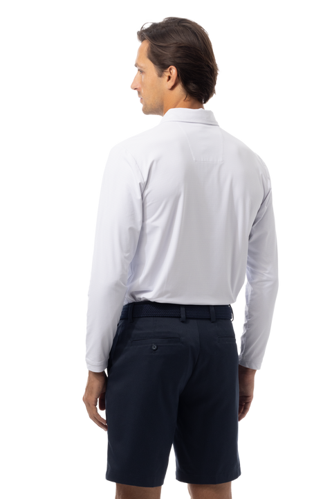 SANSOLEIL'S MEN'S SOLAIR LONG SLEEVE POLO. WHITE NAVY - 900841A