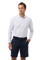 SANSOLEIL'S MEN'S SOLAIR LONG SLEEVE POLO. WHITE NAVY - 900841A - SanSoleil