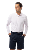 SANSOLEIL'S MEN'S SOLAIR LONG SLEEVE POLO. WHITE RED - 900841A - SanSoleil