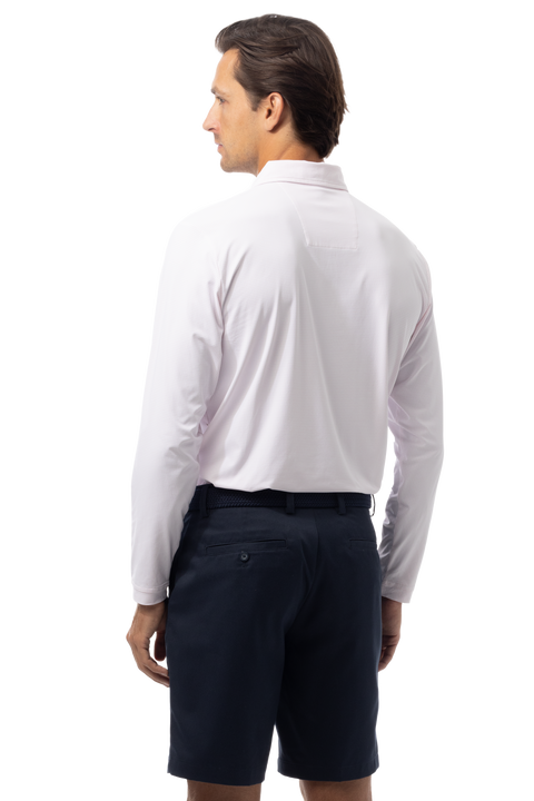 SANSOLEIL'S MEN'S SOLAIR LONG SLEEVE POLO. WHITE RED - 900841A