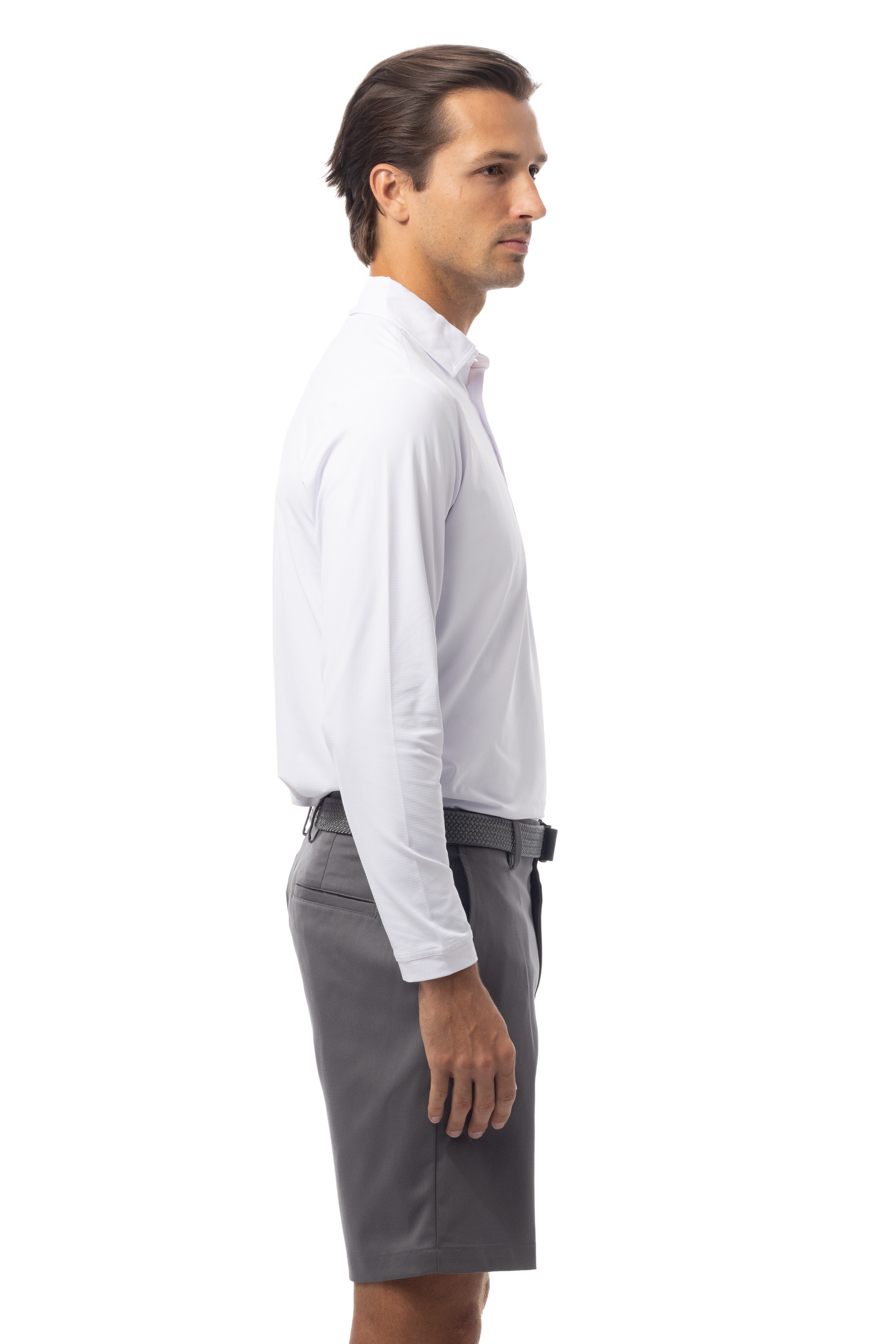 MEN'S SOLAIR LONG SLEEVE POLO. WHITE. 900841A - SanSoleil