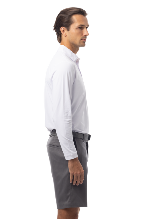 MEN'S SOLAIR LONG SLEEVE POLO. WHITE. 900841A