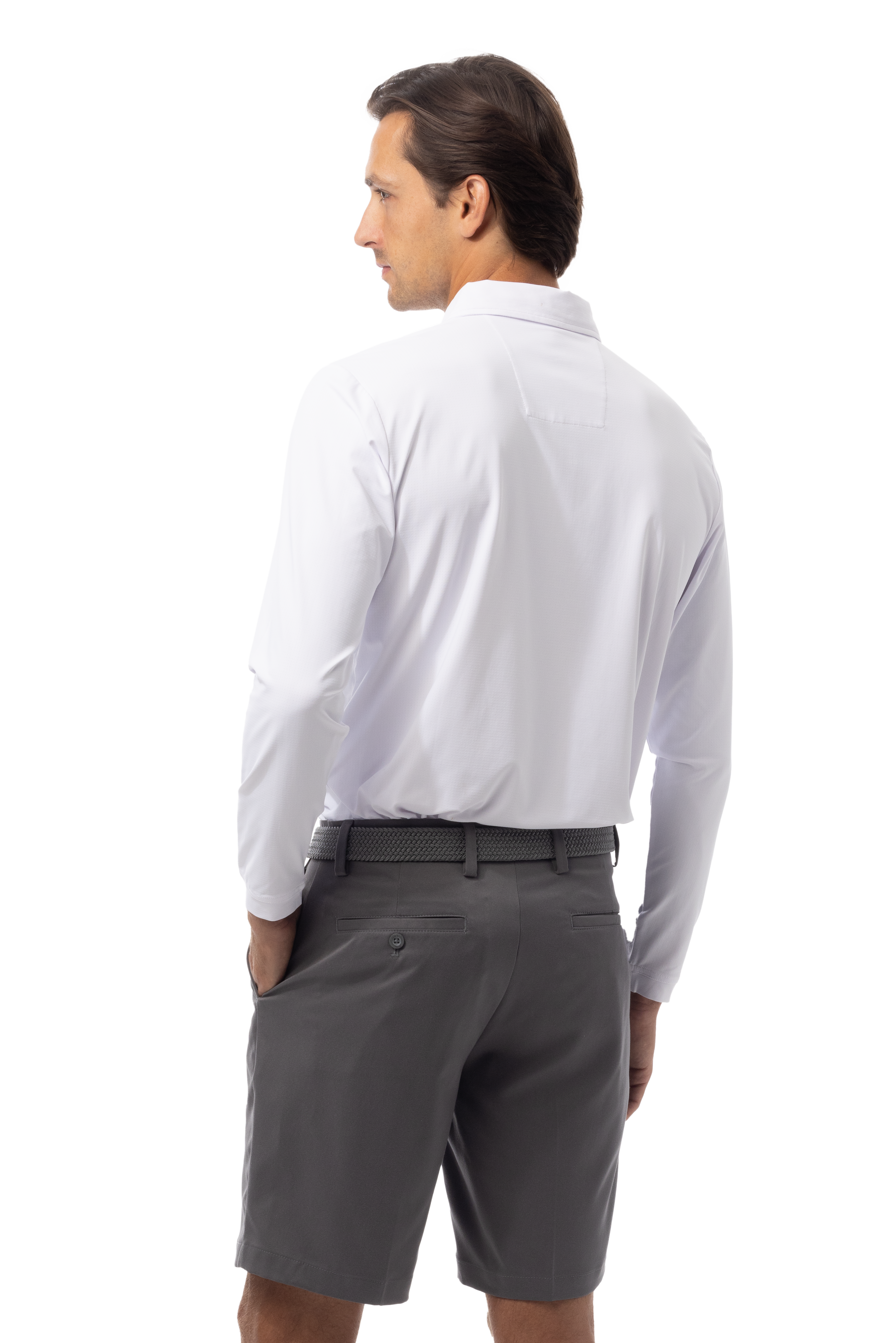 MEN'S SOLAIR LONG SLEEVE POLO. WHITE. 900841A - SanSoleil