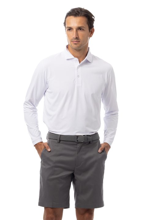 MEN'S SOLAIR LONG SLEEVE POLO. WHITE. 900841A
