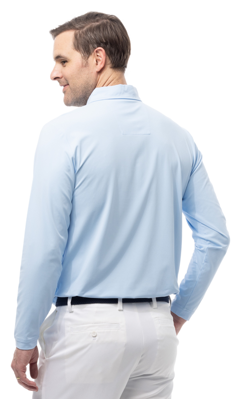 MEN'S SOLAIR LONG SLEEVE POLO. COASTAL BLUE - 900841A