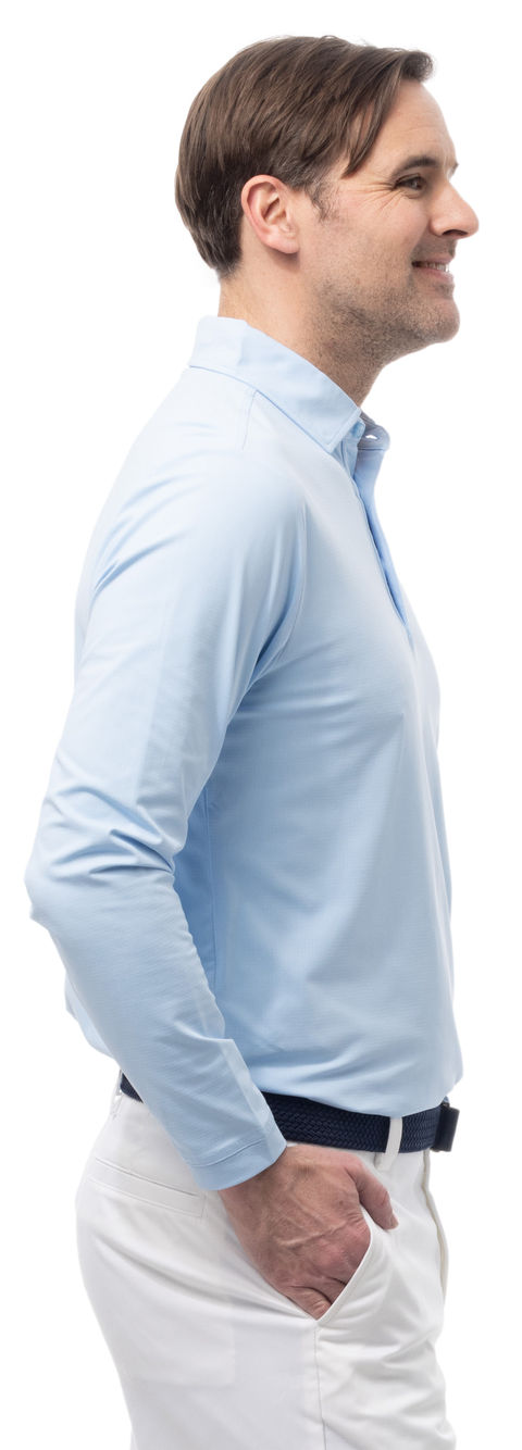 MEN'S SOLAIR LONG SLEEVE POLO. COASTAL BLUE - 900841A