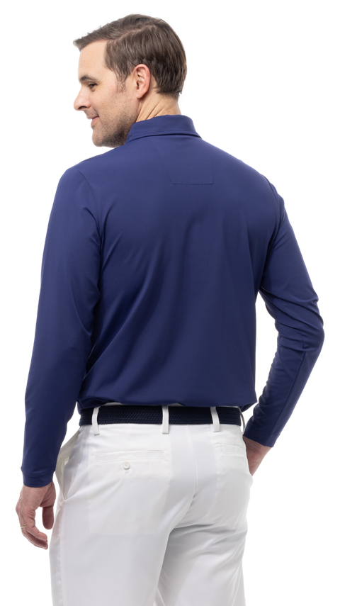 MEN'S SOLAIR LONG SLEEVE POLO. NAVY - 900841A