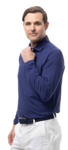 MEN'S SOLAIR LONG SLEEVE POLO. NAVY - 900841A - SanSoleil