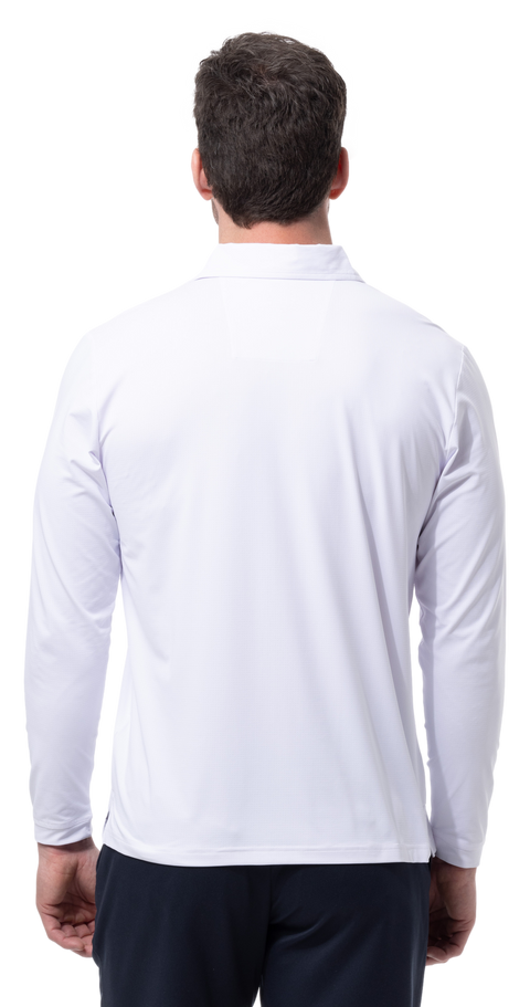 MEN'S SOLAIR LONG SLEEVE POLO. WHITE. 900841A - SanSoleil