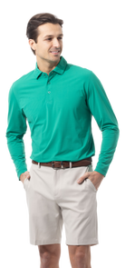 SANSOLEIL'S MEN'S SOLAIR LONG SLEEVE POLO. VARSITY GREEN 900841A - SanSoleil