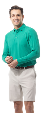 SANSOLEIL'S MEN'S SOLAIR LONG SLEEVE POLO. VARSITY GREEN 900841A - SanSoleil