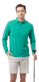 SANSOLEIL'S MEN'S SOLAIR LONG SLEEVE POLO. VARSITY GREEN 900841A - SanSoleil