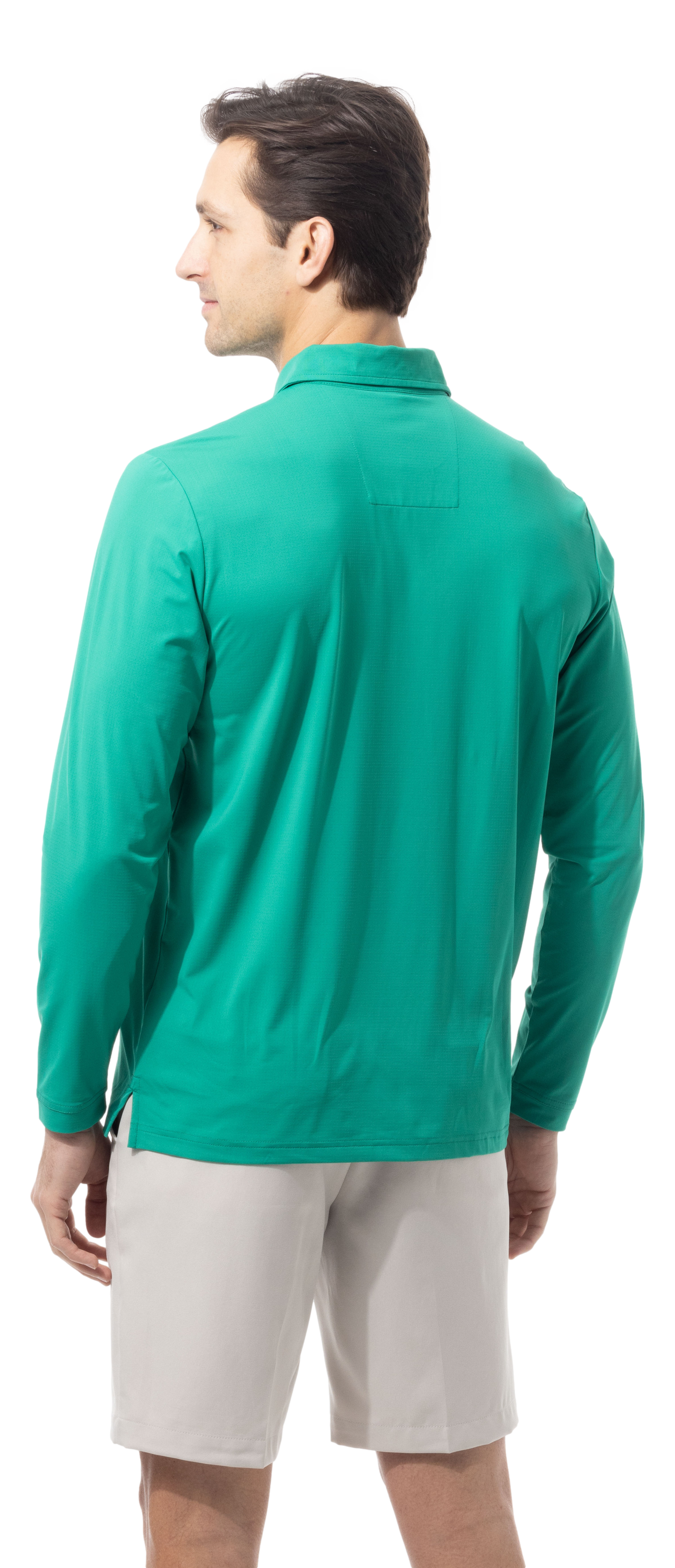 SANSOLEIL'S MEN'S SOLAIR LONG SLEEVE POLO. VARSITY GREEN 900841A - SanSoleil