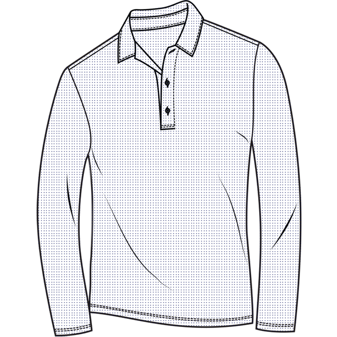 White with Navy mini dots long-sleeve men's polo shirt