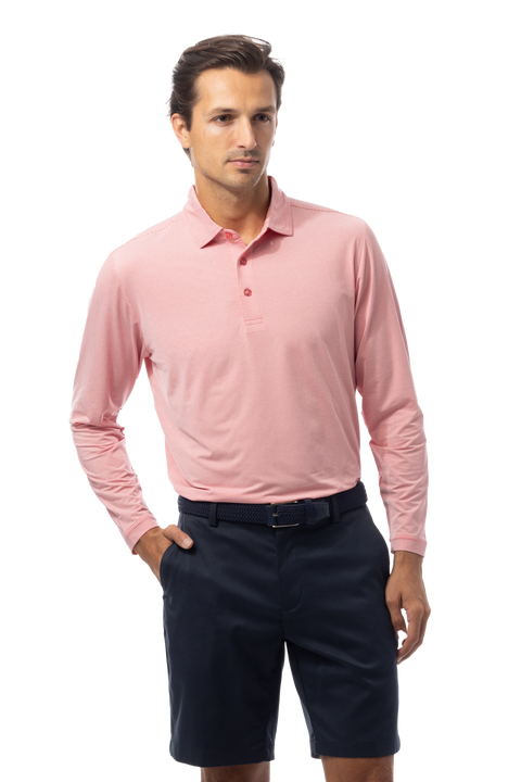 MEN'S SOLMELANGE ICE MINI-STRIPE POLO. RED-WHITE. 900841MM