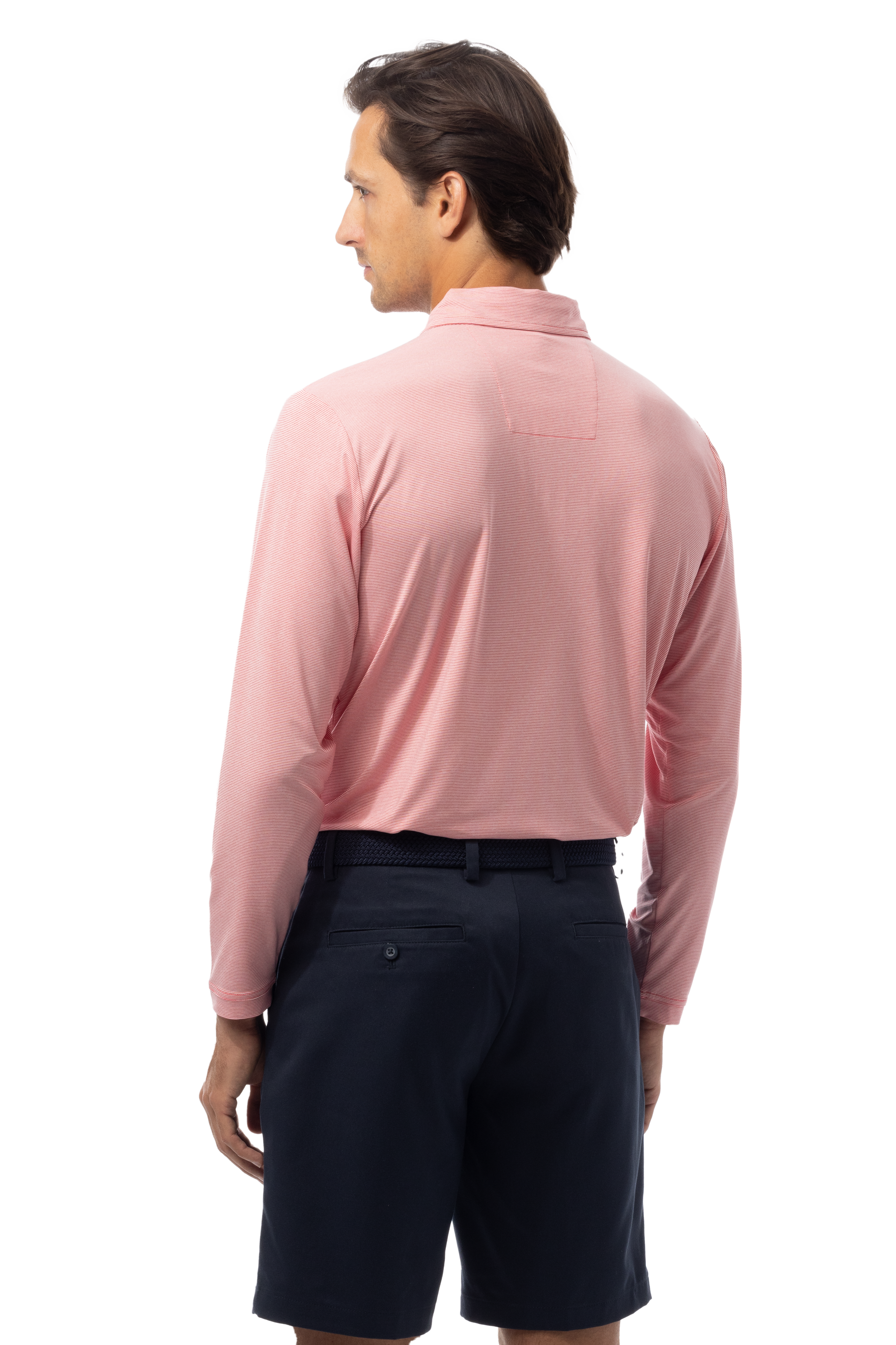 MEN'S SOLMELANGE ICE MINI-STRIPE POLO. RED-WHITE. 900841MM - SanSoleil