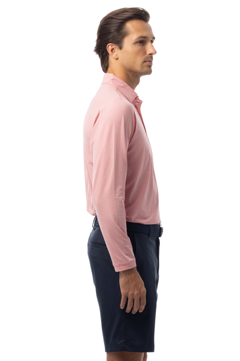 MEN'S SOLMELANGE ICE MINI-STRIPE POLO. RED-WHITE. 900841MM