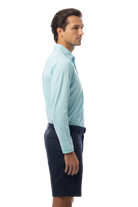 SANSOLEIL MEN'S SOLMELANGE ICE MINI-STRIPE POLO. TURQ-WHITE. 900841MM - SanSoleil