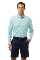 SANSOLEIL MEN'S SOLMELANGE ICE MINI-STRIPE POLO. TURQ-WHITE. 900841MM - SanSoleil
