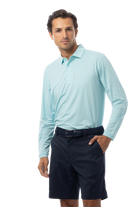 SANSOLEIL MEN'S SOLMELANGE ICE MINI-STRIPE POLO. TURQ-WHITE. 900841MM - SanSoleil