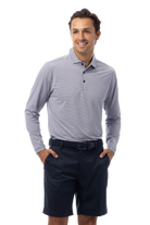 MEN'S SOLMELANGE MINI-STRIPE LONG-SLEEVE POLO. NAVY-WHITE. 900841MM - SanSoleil