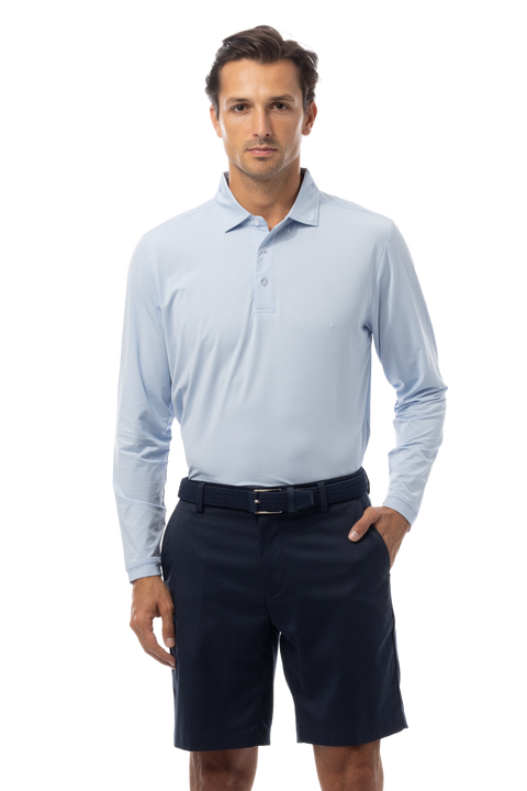 MEN'S SOLMELANGE ICE MINI-STRIPE POLO. MALIBU.  900841MM