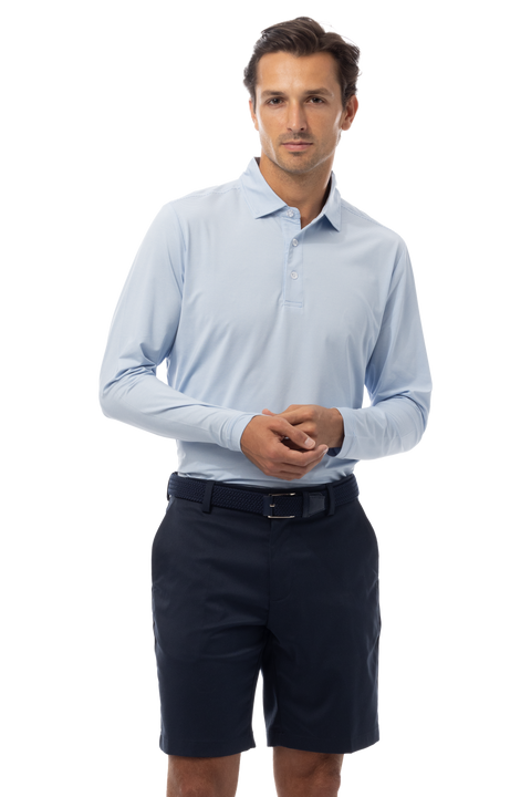 MEN'S SOLMELANGE ICE MINI-STRIPE POLO. MALIBU.  900841MM