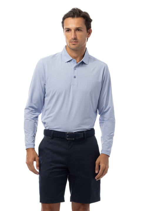 MEN'S SOLMELANGE ICE MINI-STRIPE POLO. PERI-WHITE. 900841MM