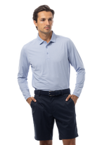 MEN'S SOLMELANGE ICE MINI-STRIPE POLO. PERI-WHITE. 900841MM - SanSoleil