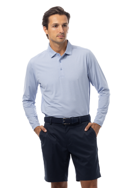 MEN'S SOLMELANGE ICE MINI-STRIPE POLO. PERI-WHITE. 900841MM