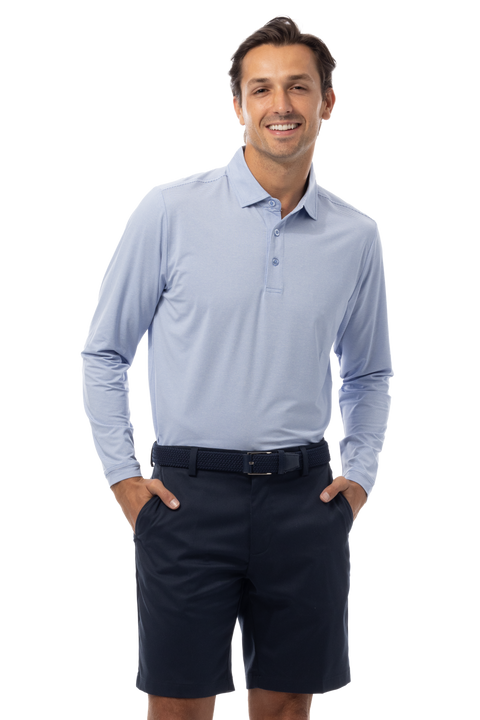 MEN'S SOLMELANGE ICE MINI-STRIPE POLO. PERI-WHITE. 900841MM