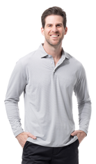 MEN'S SOLMELANGE ICE MINI-STRIPE POLO. DOVE.  900841MM - SanSoleil