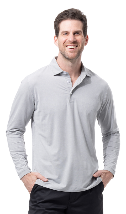 MEN'S SOLMELANGE ICE MINI-STRIPE POLO. DOVE - 900841MM