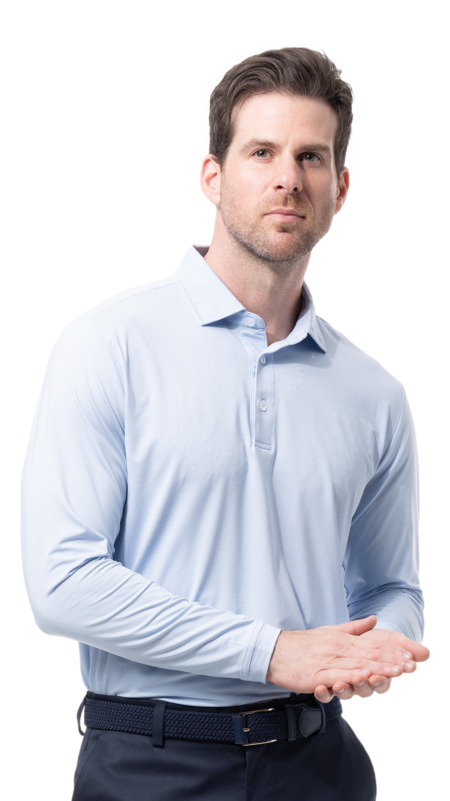 MEN'S SOLMELANGE ICE MINI-STRIPE POLO. MALIBU.  900841MM - SanSoleil