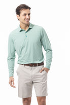 MEN'S SOLMELANGE ICE MINI-STRIPE POLO. GREEN WHITE. 900841MM - SanSoleil